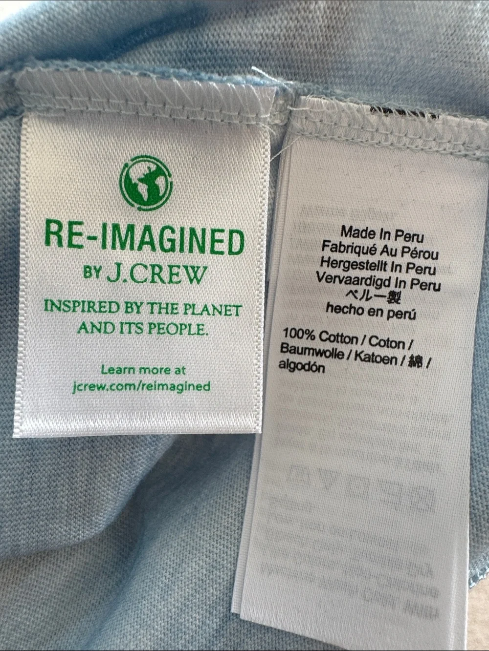 J. Crew Wide Stripe Pocket Tee - Light Blue & White